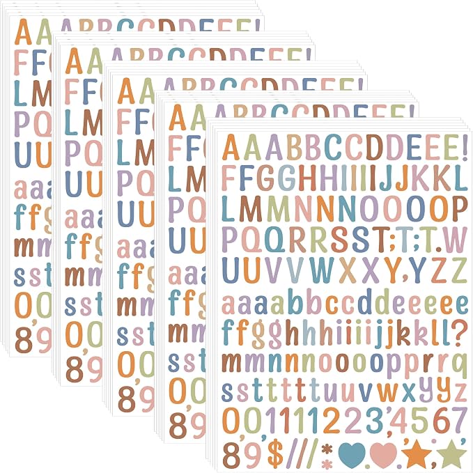 Letter Stickers 0.5 inch, Self-Adhesive Vinyl Waterproof ABC Letter Stickers