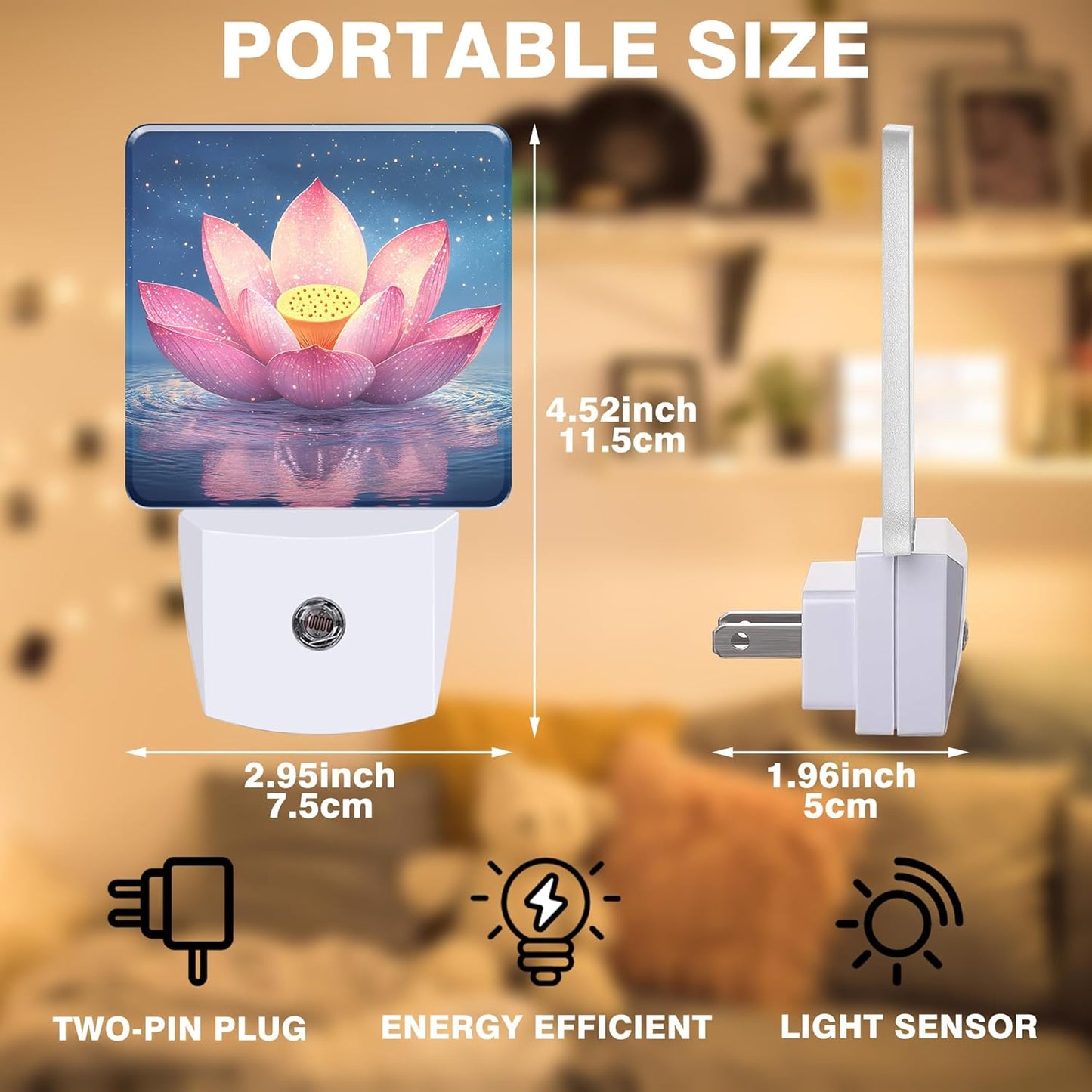 Night Light Pink Lotus Flower Night Lights Plug into Wall Smart Dusk to Dawn Sensor 0.5W Energy Efficient Led Lamp for Men Women Bedroom Bathroom Hallway Stairway Decor