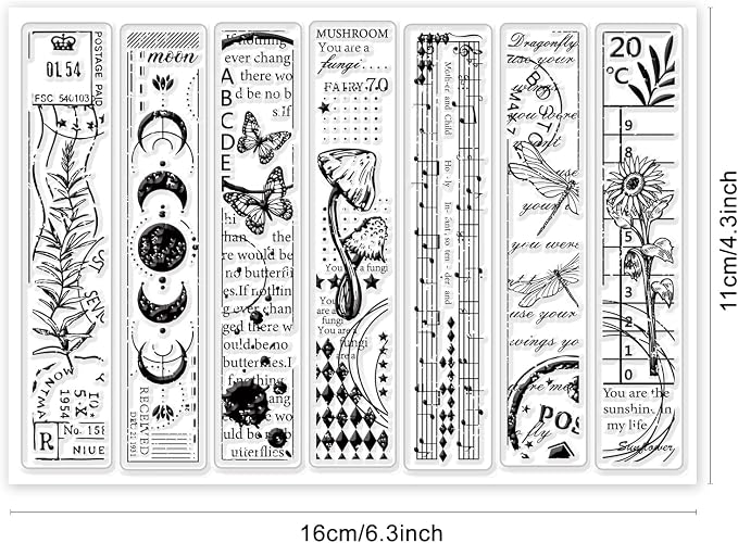 GLOBLELAND Vintage Scrapbooking Bookmarks Clear Stamp Flower Butterfly