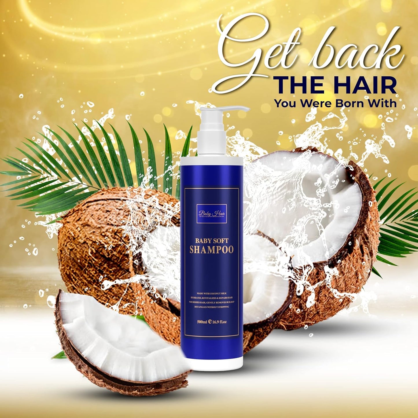 Baby Hair Revive: Intense Moisturizing Shampoo, Nourishing Shampoo with Argan Oil, Jojoba, Aloe Vera, Pro-vitamin B5 Vegan-friendly Sulfate-free Color-safe 16.9 fl. Oz