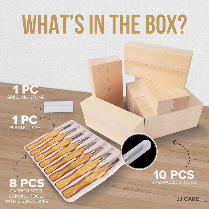 JJ CARE Wood Carving Kit, Beginner Wood Carving Kit