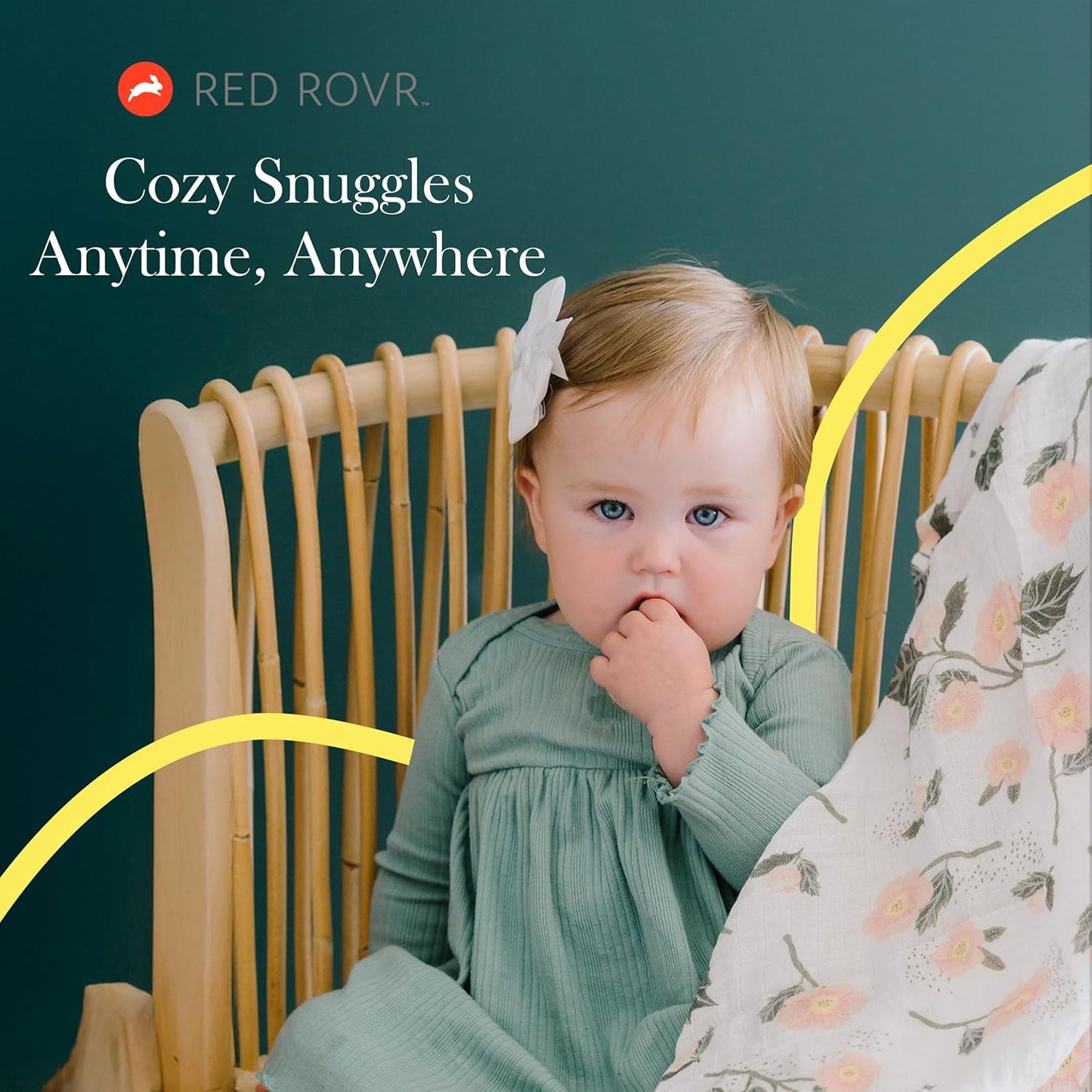 RED ROVR 100% Organic Cotton Muslin Swaddle | Newborn Receiving Blanket | Baby Wrap | Boy, Girl, Unisex | Soft, Lightweight, Breathable | Burping, Nursing | 44" x 44" | Family Farm