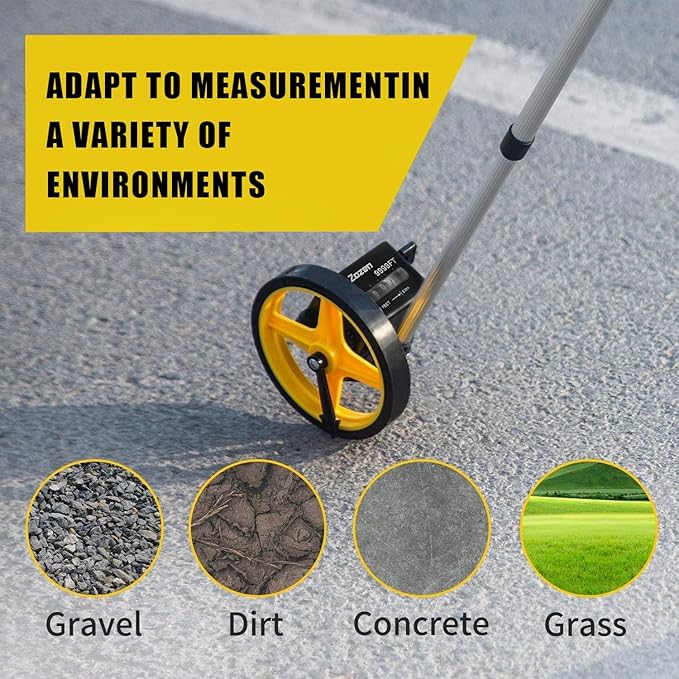 Zozen 6-Inch Measuring Wheel in Feet and Inches, Telescopic Handle, Starting