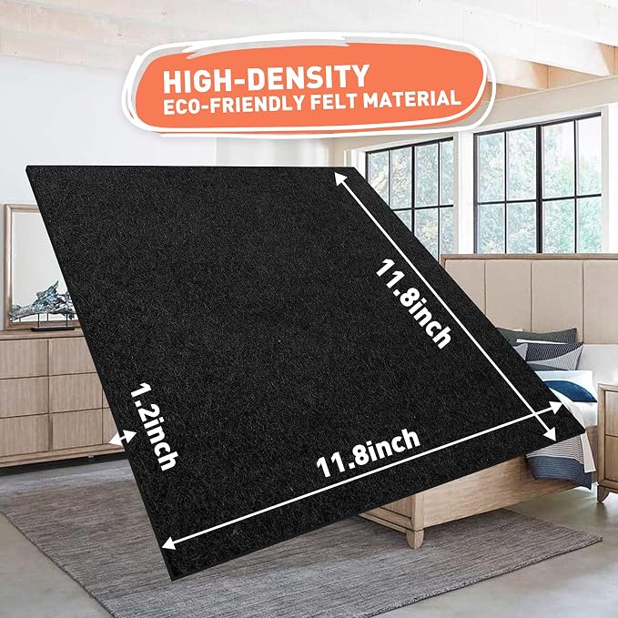 12" x 12" x 1/8" Thickness Adhesive Black Felt Sheets Sticky Felt Fabric Pads