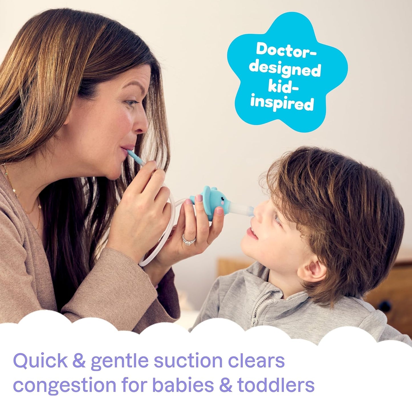 Booger Buddy Nasal Aspirator, Elephant - with LED Light for Babies & Toddlers – BPA-Free Snot Remover for Infant Stuffy Nose and Congestion Relief – Easy to Clean Design