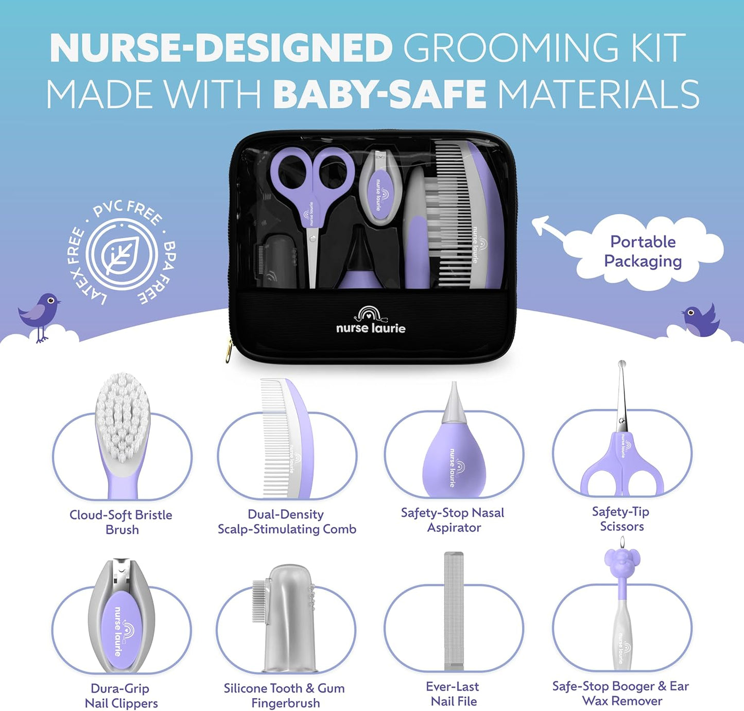 Store Baby Grooming Kit - Newborn Girl & Boy Infant Care - First Aid, Bath, Cradle Cap, Hygiene, Hair, Nail, Safety & Healthcare Essentials - Designed by a Pediatric Nurse & Mom