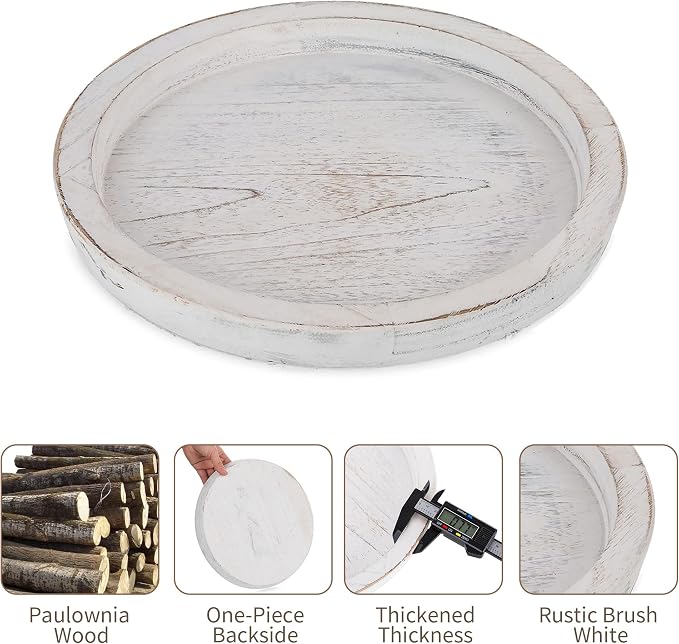 Hanobe Wooden Coffee Table Serving Tray, Farmhouse Candle Holder | 2pc Table
