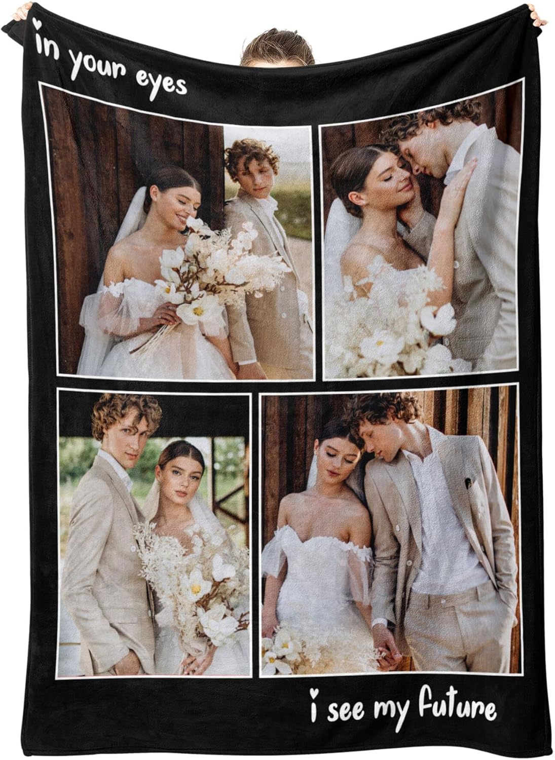 Custom Blanket with Photos Personalized Blankets Customizable Picture Blankets for Valentines Day Gifts Birthday for Her Him Girlfriend Boyfriend Wife