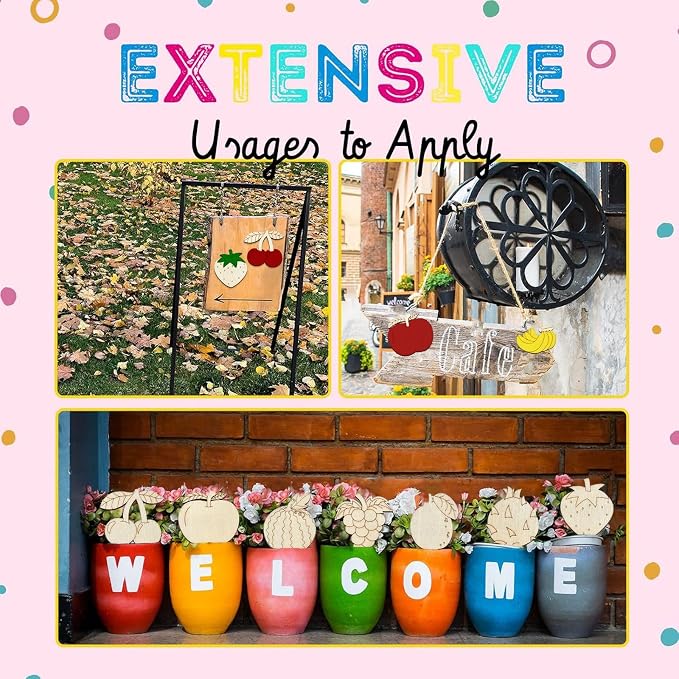 100 Pcs Unfinished Wooden Cutouts Fruit Wood Shapes Painting Wooden Crafts Wood