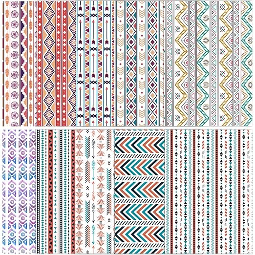 ONEART | 10 Pieces Bohemian Printed Clear PVC Vinyl Sheets, A4 Size Ethnic Boho