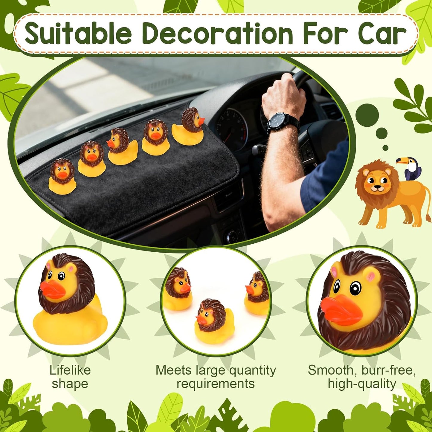Jexine 24 Pieces Rubber Ducks 4 Styles Assorted Rubber Fun and Adorable Gifts Birthday Party Supplies Bathtub Floating Ducking Reward Gift Bag Filler(Lion Style)