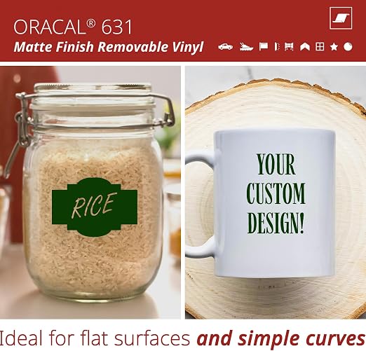 ORACAL 631 Matte Dark Green Vinyl Durable Roll Easy to Weed Permanent Adhesive