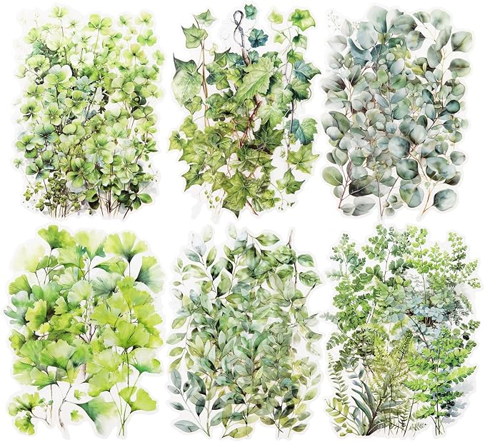 120 Pcs Botanical Leaf PET Stickers