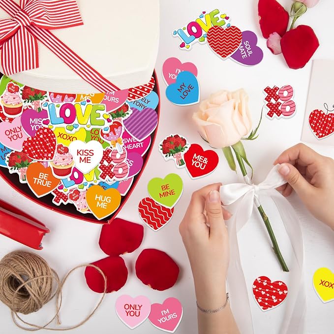 300Pcs Valentine's Day Foam Stickers, Self-Adhesive Heart Foam Stickers
