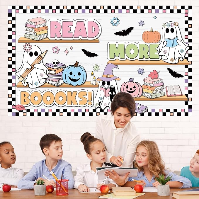 Halloween Ghost Bulletin Board Halloween Reading Classroom Decorations Cute