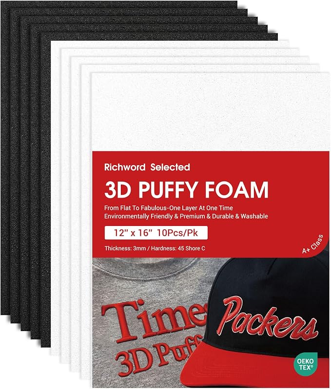 Poolin 10PCS 3D Embroidery Puffy Foam Richword Selected 12"x16" - 3MM Thick - -