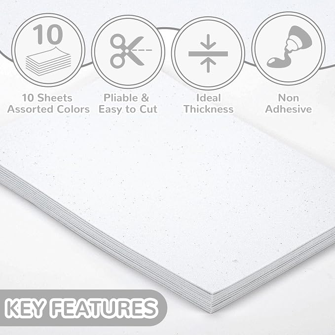 10 Pack Glitter Foam Sheets Craft 8 x 12 inch | Sparkles Foam Paper
