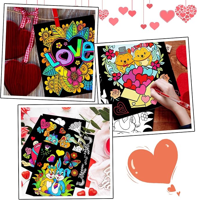 Zhanmai 48 Pcs Love Edition Velvet Coloring Posters Felt Pages to Color Fuzzy
