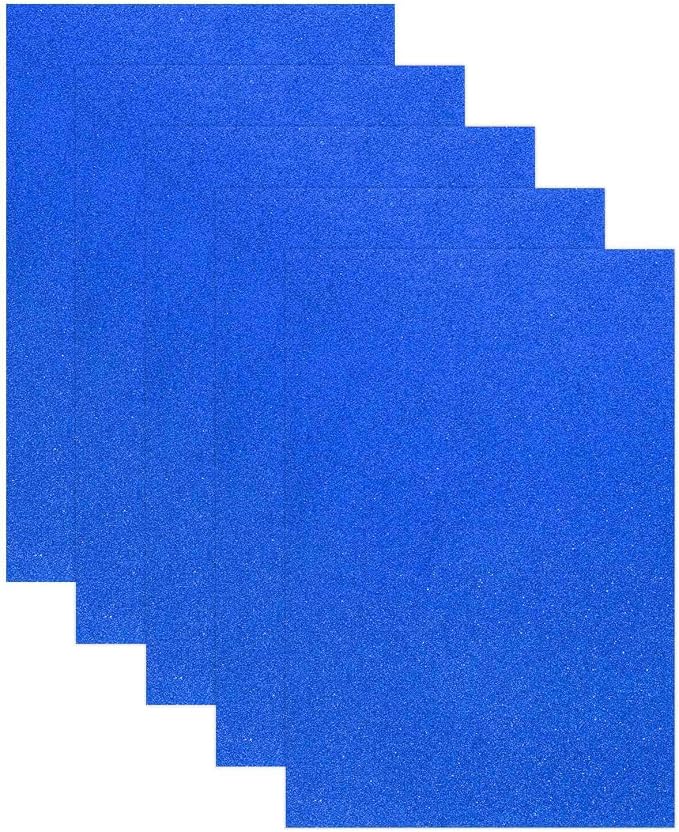 MECCANIXITY 5 Sheets Dark Blue Shiny Foam Sheets, 8 Inch x 12 Inch Sparkle EVA