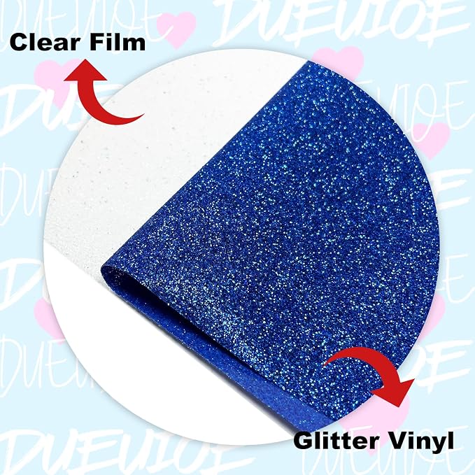 DUEUIOE Blue Glitter HTV Heat Transfer Vinyl Roll