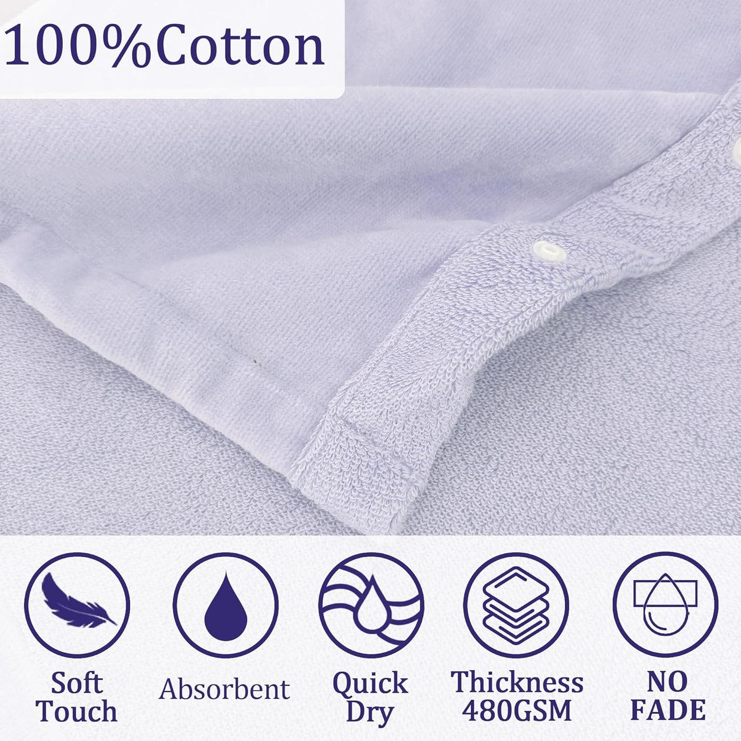 VOOVA & MOVAS Baby Hooded Poncho Towel with Bear Ear, 0-3Years | 100% Cotton, Ultra-Soft & Absorbent | Gentle for Sensitive Skin, Bath, Pool Towel for Toddler | Newborn (Purple)
