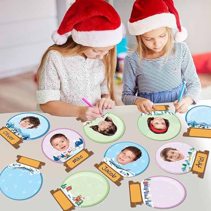 60pcs Winter Theme DIY Cutouts Snow Globe Bulletin Board Decoration Set