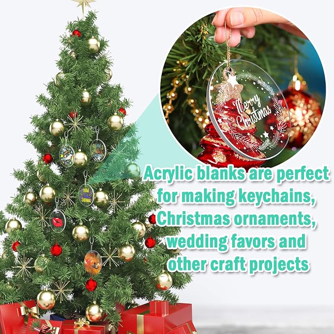 Acrylic Keychain Blanks, Audab 30PCS Bulk Acrylic Circles Clear Disc Ornaments