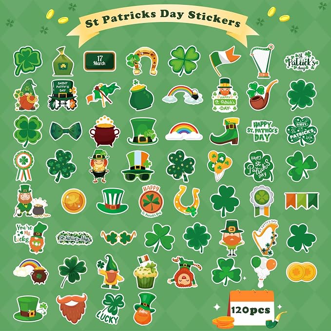 120 PCS St Patricks Day Stickers