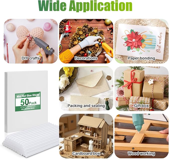 Mini Hot Glue Sticks for Glue Gun, 50 Pack Hot Glue Gun Sticks Fits Most Glue