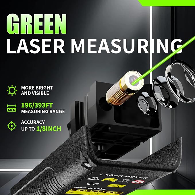 Mini Green Laser Distance Meter 262Ft – Rechargeable Digital Measuring Tool