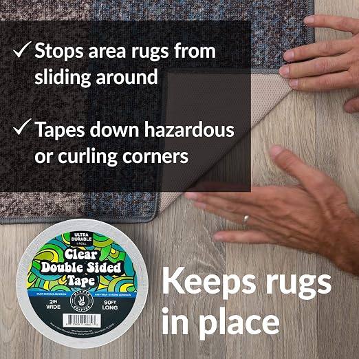 HIPPIE CRAFTER Clear Double Sided Tape, 2 Inch Wide Heavy-Duty Adhesive