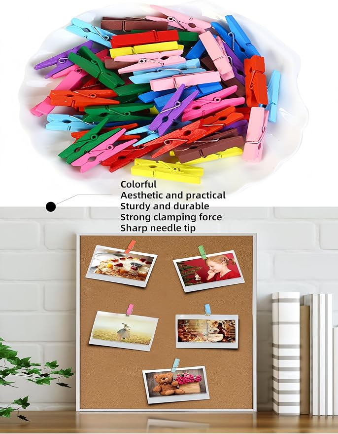 Push Pin with Wooden Clips