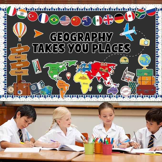 Geography Takes You Places Bulletin Board Set World Map Classroom Decoration