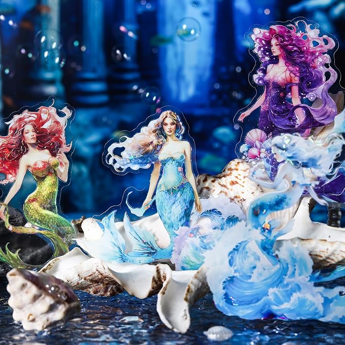 Yoksas Holographic Shiny Fantasy Mermaid Big Stickers