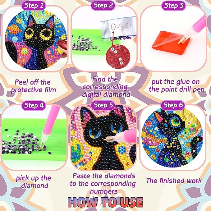 DOZEEZOP 8-Pack Diamond Art Coaster Kit
