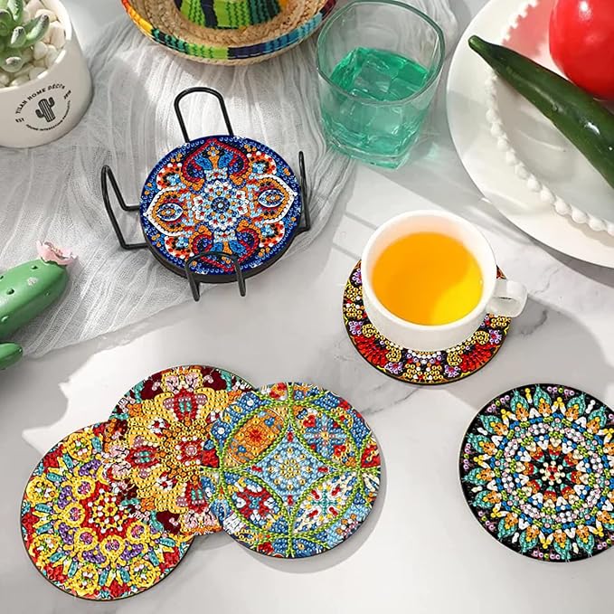EWJRNSF 10 PCS Mandala Diamond Art Coasters Kit