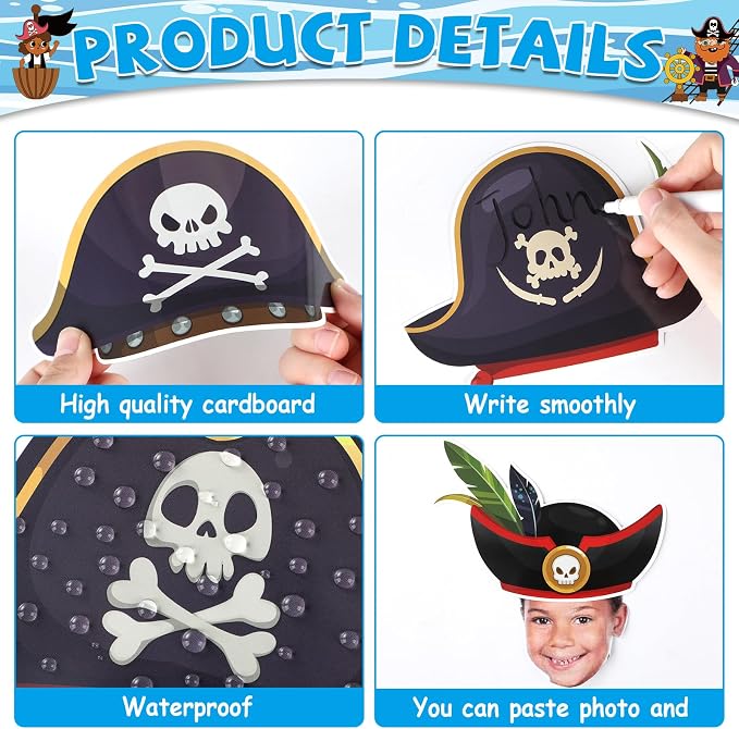 gisgfim 80Pcs Pirate Cutouts Adventure Decorations Bulletin Board Skull Hat