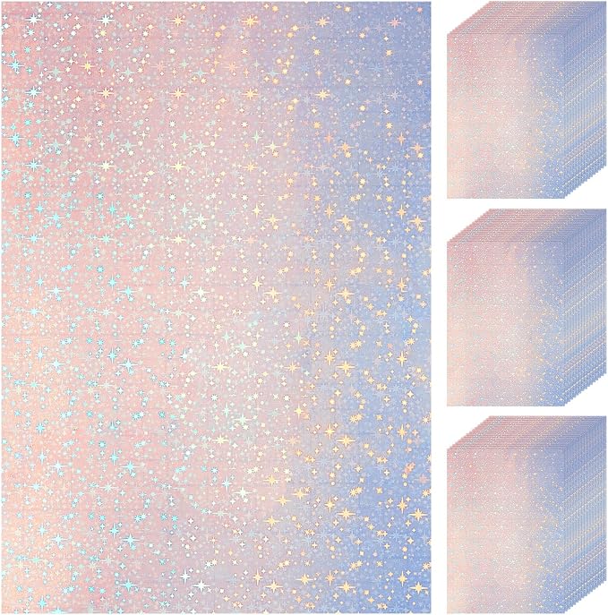 60 Sheets Holographic Laminate Sheets Clear Glitter A4 Size Vinyl Sticker Paper