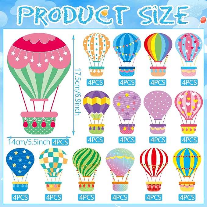 AUGSUN 60 Pcs Hot Air Balloon Bulletin Board Decorations Back to School