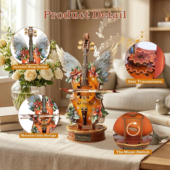 3D Puzzles for Adults, Wooden Model Kits-Music Box, DIY Mechanical Musical