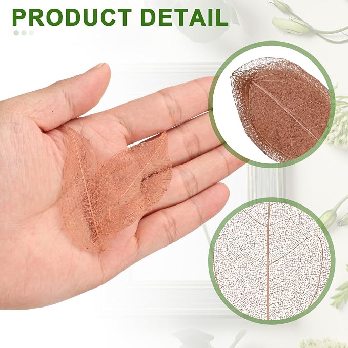 uxcell 100 Pcs Dark Coffee Skeleton Leaves