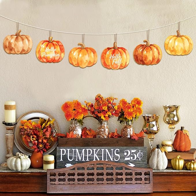 COCHIE Fall Pumpkin Wood Crafts to Paint Set of 24, Autumn Pumpkins Unfinished