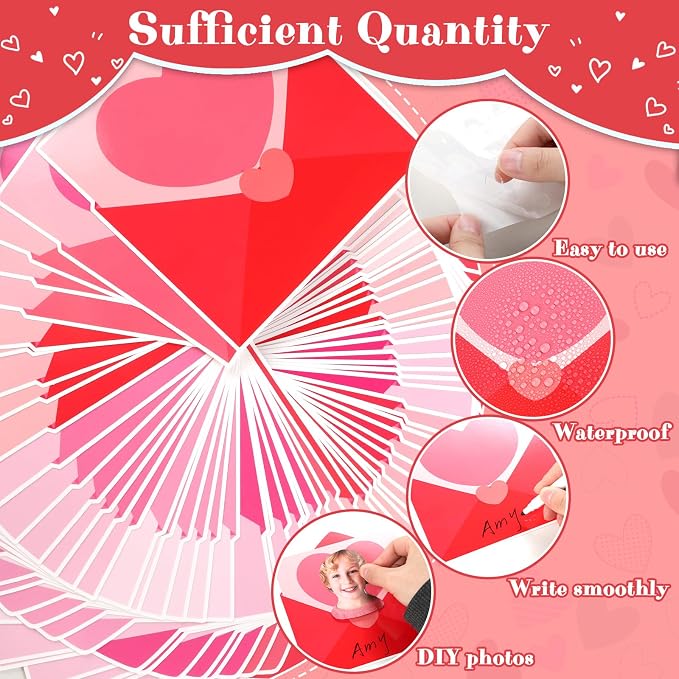 60pcs Valentine's Day Theme DIY Cutouts Heart Envelope Bulletin Board