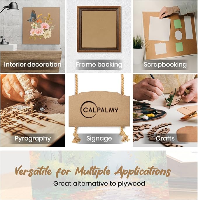 CALPALMY 24-Pack MDF Board 1/8 Inch Thick 12" x 12" Unfinished Wood Panels