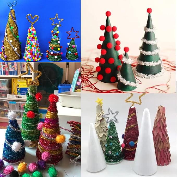 FFchuanhe 24-Pack Craft Foam Cones, Foam Tree Cones,