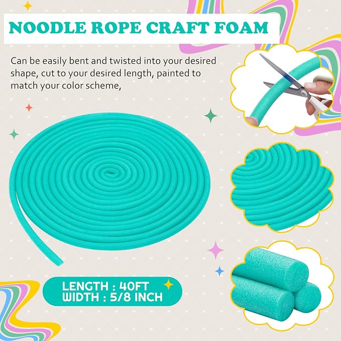 Frienda 5/8 Inch x 40 Ft Green Foam Noodles