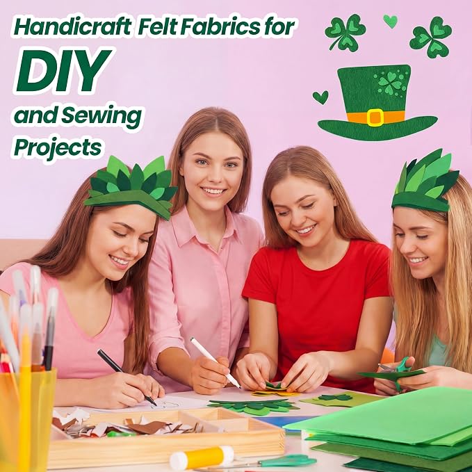 Peryiter 150 Pcs Back to School Green Felt Fabric Sheets Bulk