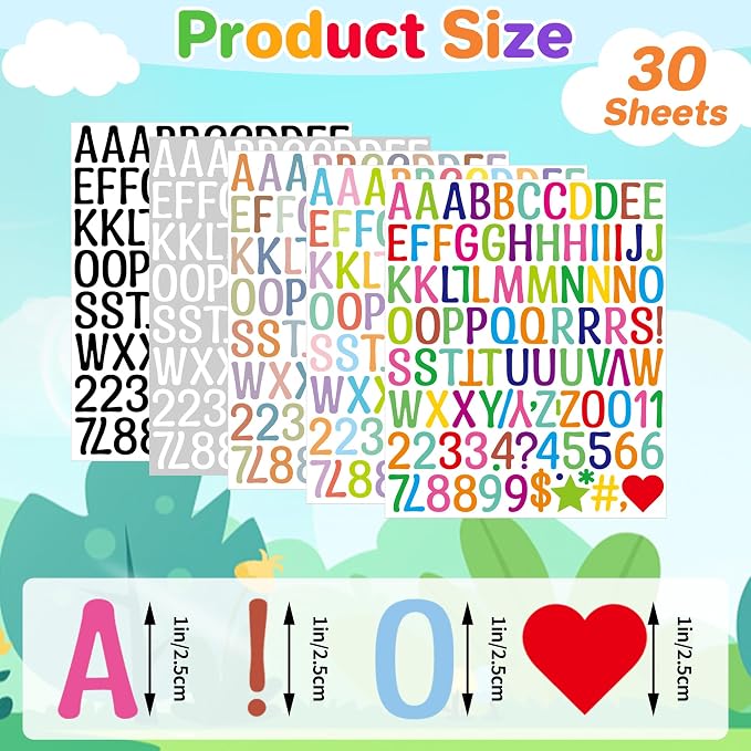 Letter Stickers 1 inch, Self-Adhesive Vinyl Waterproof ABC Letter Stickers