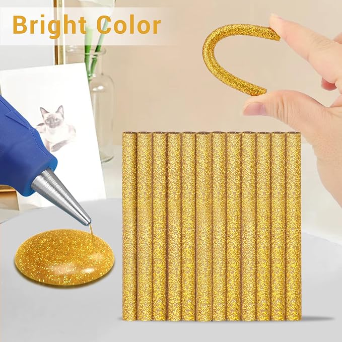 Manarty Glitter Gold Hot Glue Stick, Adhesive EVA Glue Sticks Standard