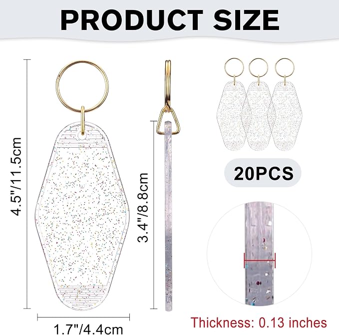 Yoption 20pcs Blank Motel Keychain Bulk